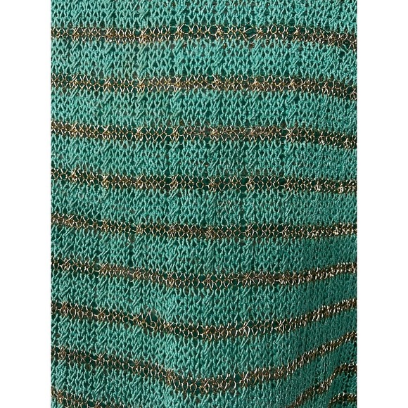 Banana Republic Metallic Stripe Sweater Lightweight Knit Green  Gold Size Small - Picture 2 of 5